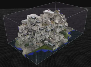 Photogrammetrisches 3D-Modell eines Gebäudes in Punktwolkenansicht