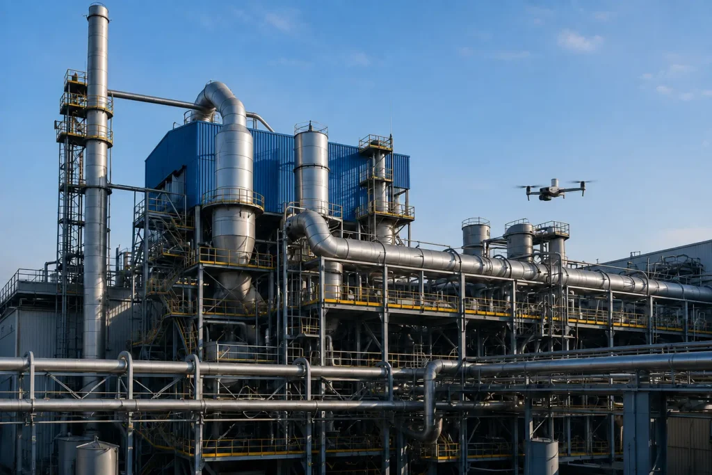 DJI Matrice 4T bei der Inspektion eines Produktionsbetriebs in Neuss