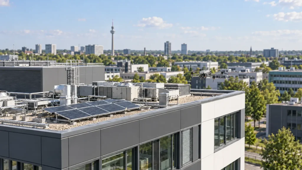 Drohne dokumentiert eine Technologie- und Gewerbeimmobilie in Dortmund