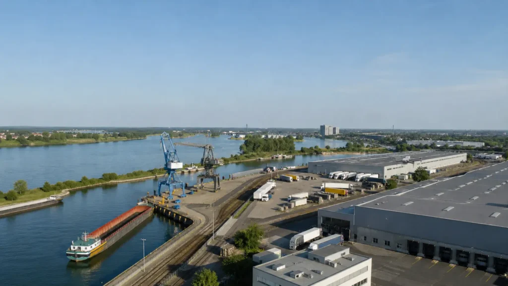 DJI Matrice 4T über einem Logistikdach am Krefelder Hafen