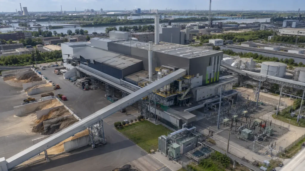 Drohnenaufnahme einer Recycling- und Energieanlage in Duisburg