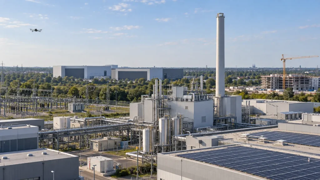 DJI Matrice 4T vor einem Industrie- und Energiestandort in Hürth